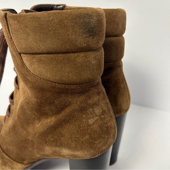 Stuart Weitzman Cyler Boot Suede Shoe Poetcore Dark Academia Combat Brown Size 7 - Picture 7 of 14